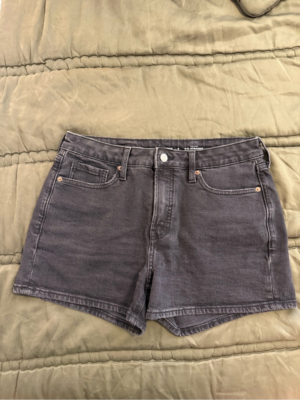 Old Navy High Rise OG Straight Black Jean Shorts